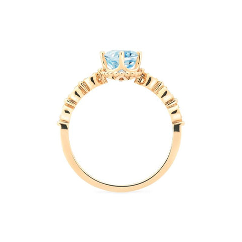 [Evelina] Vintage Classic Crown Oval Engagement Ring in Aquamarine Women's Ring michelliafinejewelry