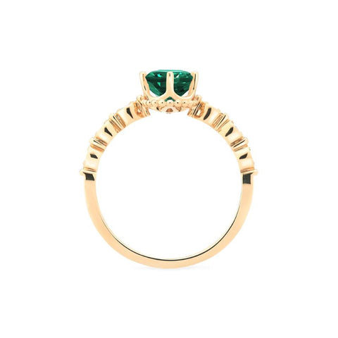 [Evelina] Vintage Classic Crown Oval Engagement Ring in Emerald Women's Ring michelliafinejewelry