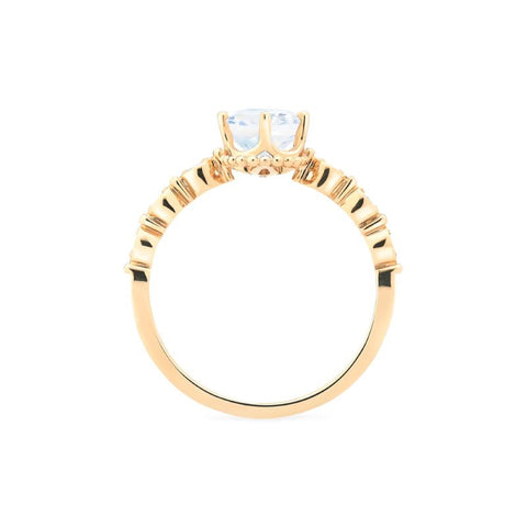 [Evelina] Vintage Classic Crown Oval Engagement Ring in Moonstone Women's Ring michelliafinejewelry