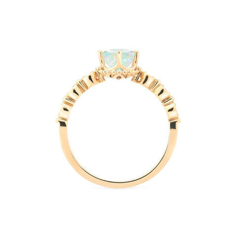 [Evelina] Vintage Classic Crown Oval Engagement Ring in Natural Australian Opal Women's Ring michelliafinejewelry