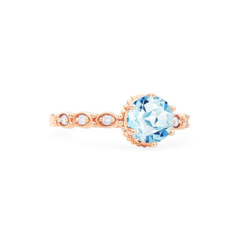 [Evelyn] Vintage Classic Crown Engagement Ring in Aquamarine Women's Ring michelliafinejewelry