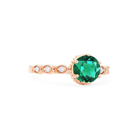 [Evelyn] Vintage Classic Crown Engagement Ring in Lab Emerald Women's Ring michelliafinejewelry