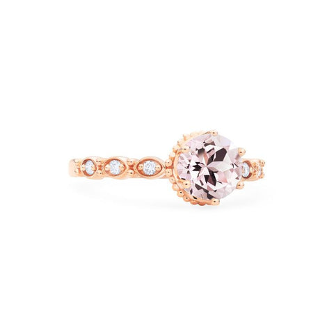 [Evelyn] Vintage Classic Crown Engagement Ring in Morganite Women's Ring michelliafinejewelry