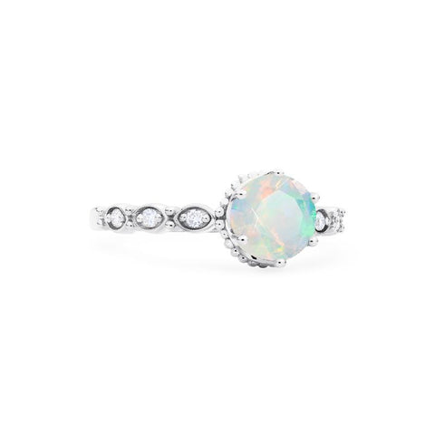 [Evelyn] Vintage Classic Crown Engagement Ring in Opal Women's Ring michelliafinejewelry