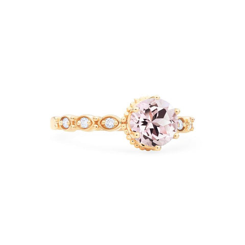 [Evelyn] Vintage Classic Crown Engagement Ring in Morganite Women's Ring michelliafinejewelry