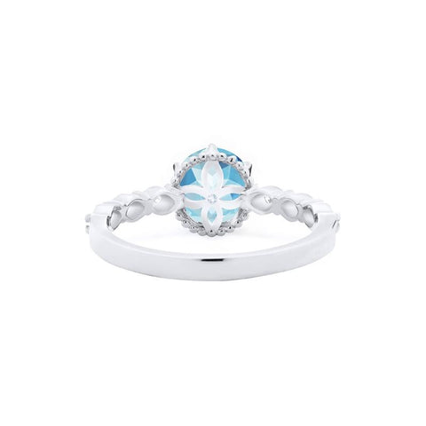[Evelyn] Vintage Classic Crown Engagement Ring in Aquamarine Women's Ring michelliafinejewelry