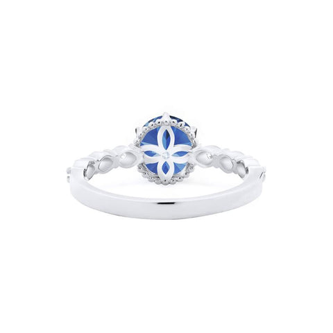 [Evelyn] Vintage Classic Crown Engagement Ring in Lab Blue Sapphire Women's Ring michelliafinejewelry