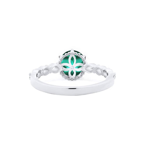 [Evelyn] Vintage Classic Crown Engagement Ring in Lab Emerald Women's Ring michelliafinejewelry