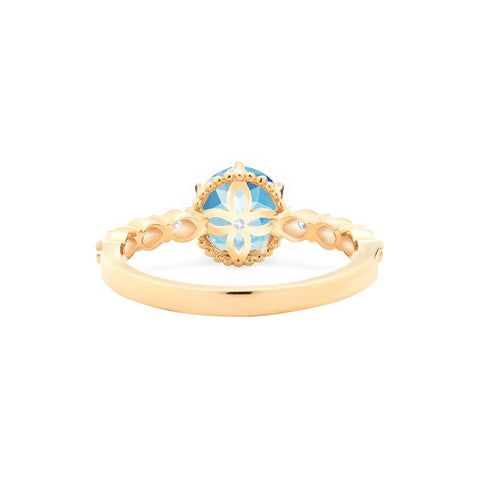 [Evelyn] Vintage Classic Crown Engagement Ring in Aquamarine Women's Ring michelliafinejewelry