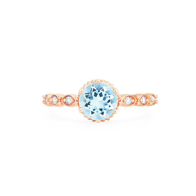 [Evelyn] Vintage Classic Crown Ring in Aquamarine Women's Ring michelliafinejewelry   