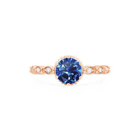 [Evelyn] Vintage Classic Crown Engagement Ring in Lab Blue Sapphire Women's Ring michelliafinejewelry