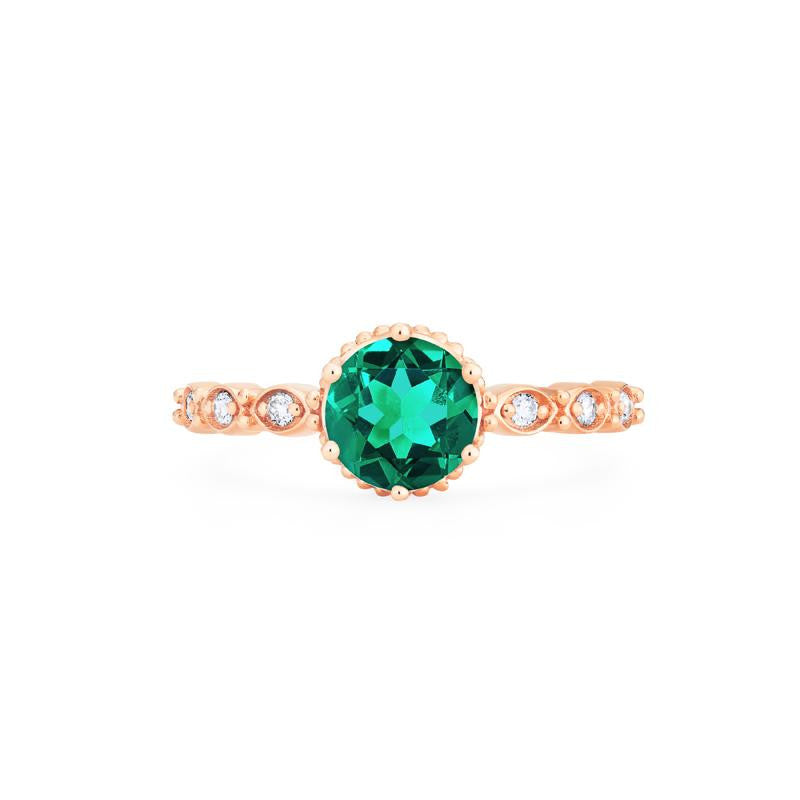 [Evelyn] Vintage Classic Crown Ring in Lab Emerald Women's Ring michelliafinejewelry   
