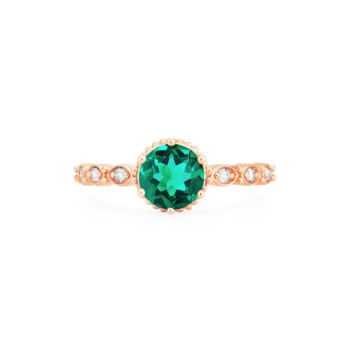 [Evelyn] Vintage Classic Crown Engagement Ring in Lab Emerald Women's Ring michelliafinejewelry