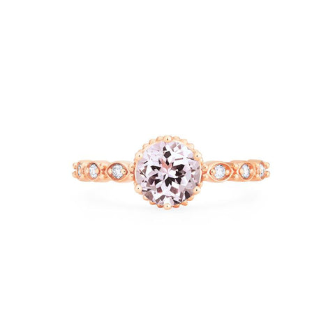 [Evelyn] Vintage Classic Crown Engagement Ring in Morganite Women's Ring michelliafinejewelry