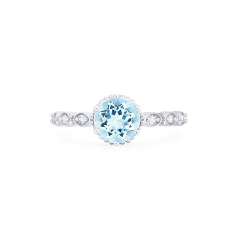 [Evelyn] Vintage Classic Crown Engagement Ring in Aquamarine Women's Ring michelliafinejewelry
