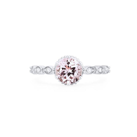 [Evelyn] Vintage Classic Crown Engagement Ring in Morganite Women's Ring michelliafinejewelry