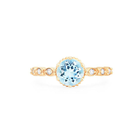 [Evelyn] Vintage Classic Crown Engagement Ring in Aquamarine Women's Ring michelliafinejewelry