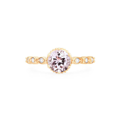 [Evelyn] Vintage Classic Crown Engagement Ring in Morganite Women's Ring michelliafinejewelry