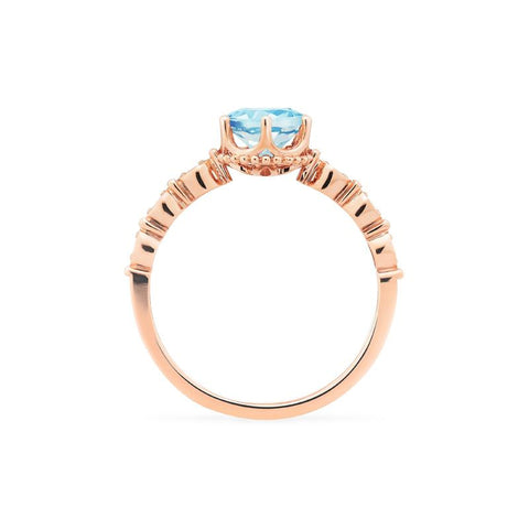 [Evelyn] Vintage Classic Crown Engagement Ring in Aquamarine Women's Ring michelliafinejewelry