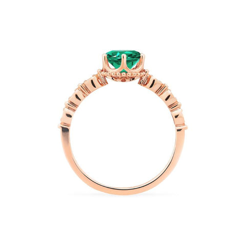 [Evelyn] Vintage Classic Crown Engagement Ring in Lab Emerald Women's Ring michelliafinejewelry