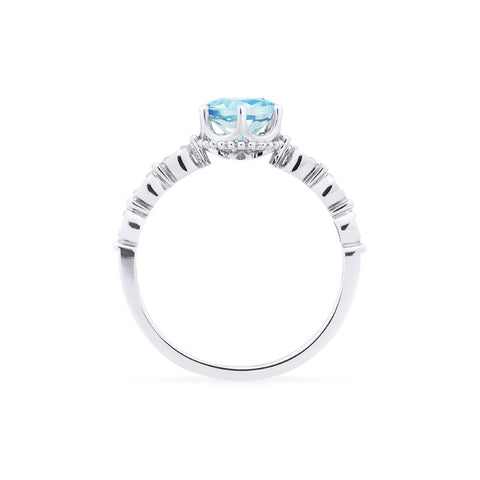 [Evelyn] Vintage Classic Crown Engagement Ring in Aquamarine Women's Ring michelliafinejewelry