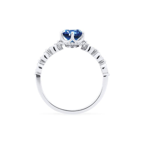 [Evelyn] Vintage Classic Crown Engagement Ring in Lab Blue Sapphire Women's Ring michelliafinejewelry