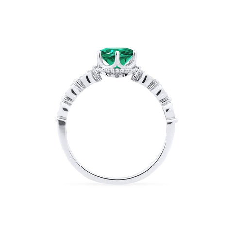 [Evelyn] Vintage Classic Crown Engagement Ring in Lab Emerald Women's Ring michelliafinejewelry