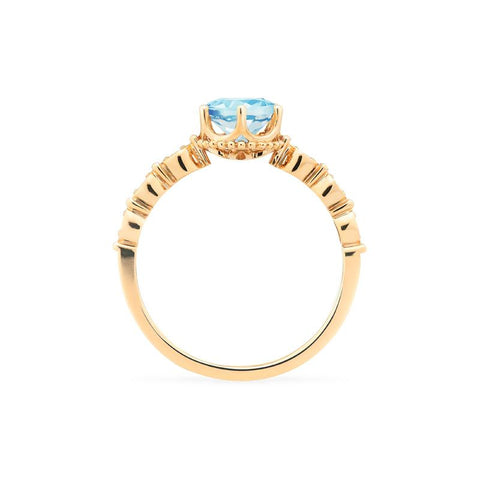 [Evelyn] Vintage Classic Crown Engagement Ring in Aquamarine Women's Ring michelliafinejewelry