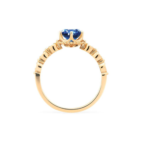 [Evelyn] Vintage Classic Crown Engagement Ring in Lab Blue Sapphire Women's Ring michelliafinejewelry