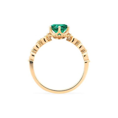 [Evelyn] Vintage Classic Crown Engagement Ring in Lab Emerald Women's Ring michelliafinejewelry