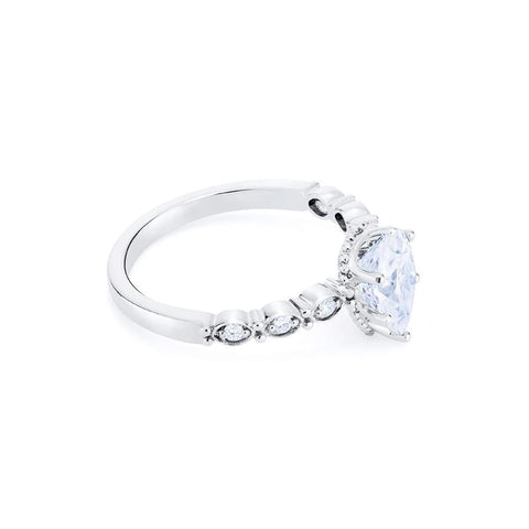 [Emelia] Vintage Classic Crown Pear Cut Engagement Ring in Diamond / Moissanite Women's Ring michelliafinejewelry   