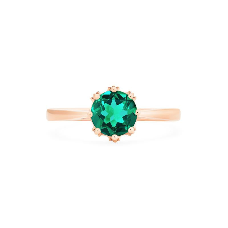 [Cassandra] Vintage Crown Solitaire Ring in Lab Emerald Women's Ring michelliafinejewelry   