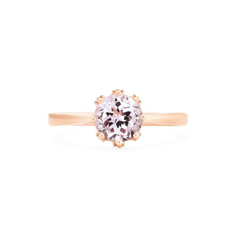 [Cassandra] Vintage Crown Solitaire Ring in Morganite Women's Ring michelliafinejewelry   