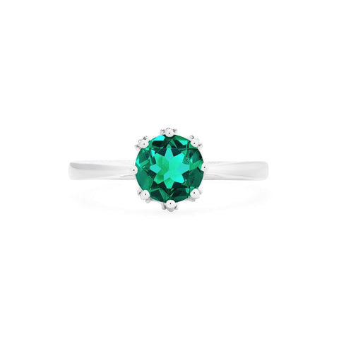 [Cassandra] Vintage Crown Solitaire Ring in Lab Emerald Women's Ring michelliafinejewelry   