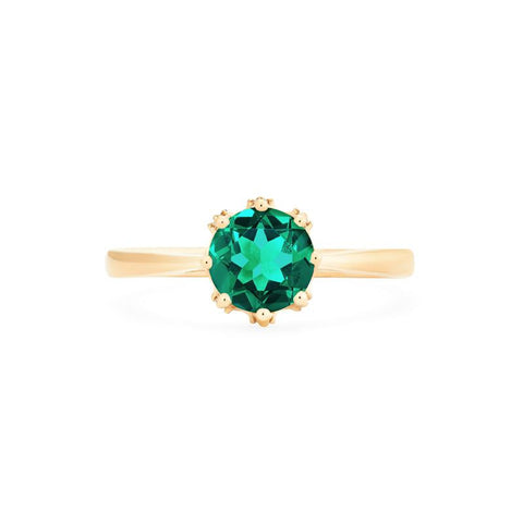 [Cassandra] Vintage Crown Solitaire Ring in Lab Emerald Women's Ring michelliafinejewelry   