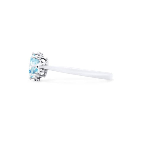 [Cassandra] Vintage Crown Solitaire Ring in Aquamarine Women's Ring michelliafinejewelry   