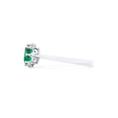 [Cassandra] Vintage Crown Solitaire Ring in Lab Emerald Women's Ring michelliafinejewelry   