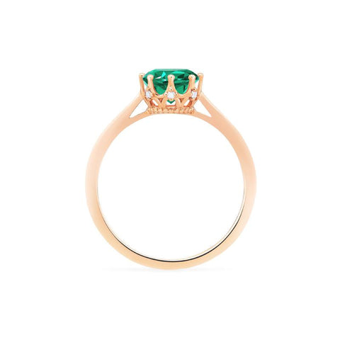 [Cassandra] Vintage Crown Solitaire Ring in Lab Emerald Women's Ring michelliafinejewelry   