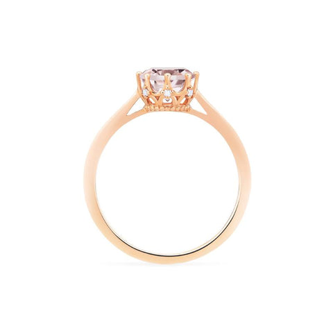 [Cassandra] Vintage Crown Solitaire Ring in Morganite Women's Ring michelliafinejewelry   