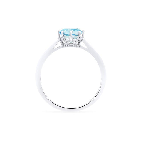 [Cassandra] Vintage Crown Solitaire Ring in Aquamarine Women's Ring michelliafinejewelry   
