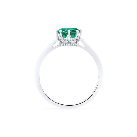 [Cassandra] Vintage Crown Solitaire Ring in Lab Emerald Women's Ring michelliafinejewelry   