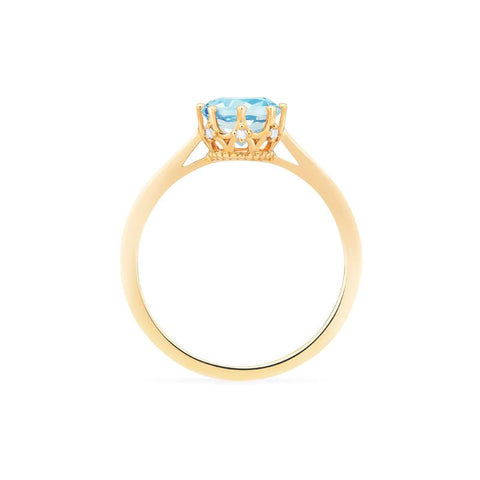 [Cassandra] Vintage Crown Solitaire Ring in Aquamarine Women's Ring michelliafinejewelry   