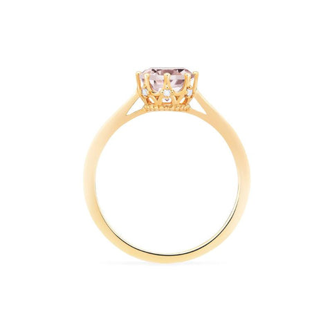 [Cassandra] Vintage Crown Solitaire Ring in Morganite Women's Ring michelliafinejewelry   