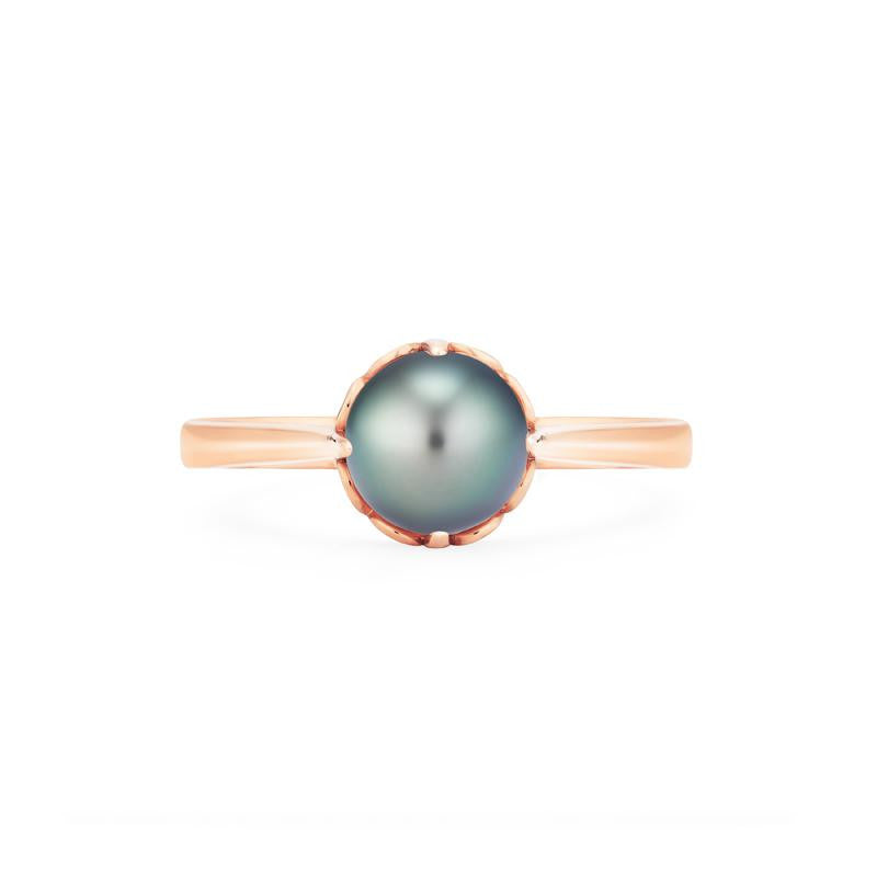 [Marguerite] Victorian Solitaire Ring in Tahitian Pearl Women's Ring michelliafinejewelry   