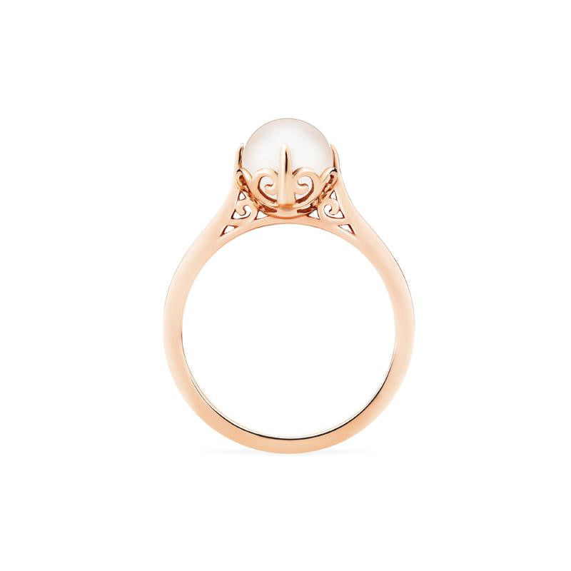 [Marguerite] Victorian Lace Solitaire Engagement Ring in Akoya Pearl Women's Ring michelliafinejewelry   