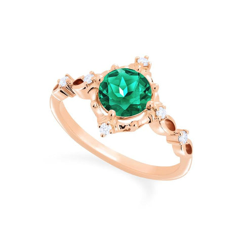 [Annalise] Victorian Heirloom Engagement Ring in Lab Emerald Women's Ring michelliafinejewelry