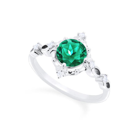 [Annalise] Victorian Heirloom Engagement Ring in Lab Emerald Women's Ring michelliafinejewelry