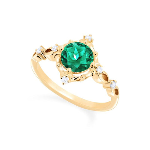[Annalise] Victorian Heirloom Engagement Ring in Lab Emerald Women's Ring michelliafinejewelry
