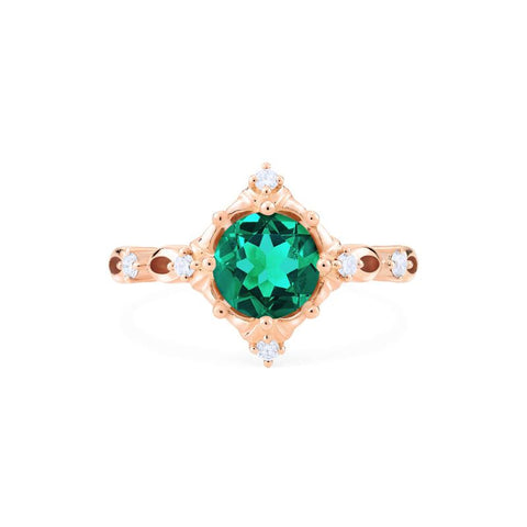 [Annalise] Victorian Heirloom Engagement Ring in Lab Emerald Women's Ring michelliafinejewelry