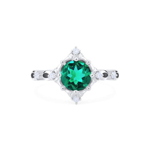 [Annalise] Victorian Heirloom Engagement Ring in Lab Emerald Women's Ring michelliafinejewelry